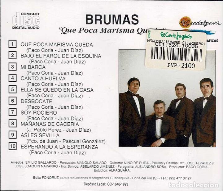 CDs de m&uacute;sica: Brumas - Qu&eacute; poca Marisma queda. CD - Foto 2