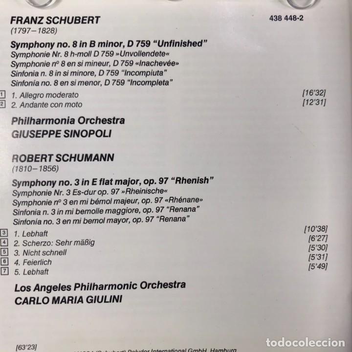 CDs de m&uacute;sica: Schubert, Schumann - Giuseppe Sinopoli / Carlo Maria Giulini - CD, Compilation - Foto 2