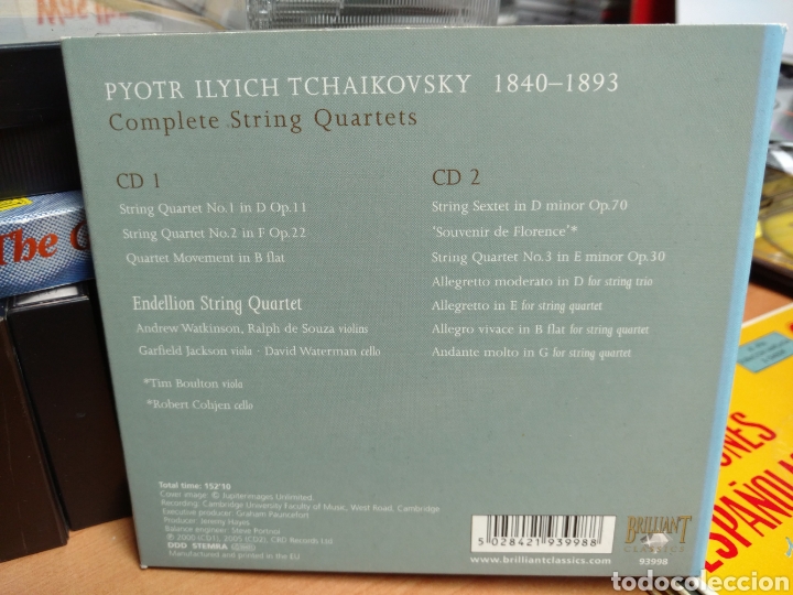 CDs de m&uacute;sica: Tchaikovsky - Endellion String Quartet - Complete String Quartets, Souvenir De Florence (2xCD) - Foto 2