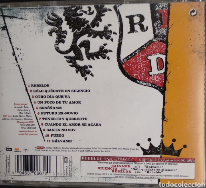 CDs de m&uacute;sica: *RBD, REBELDE, SPAIN, EMI, 2006 CDM.2 - Foto 2