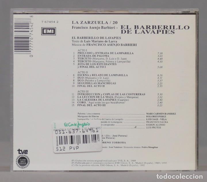 CDs de m&uacute;sica: CD. EL BARBERILLO DE LAVAPIES. BARBIERI - Foto 2