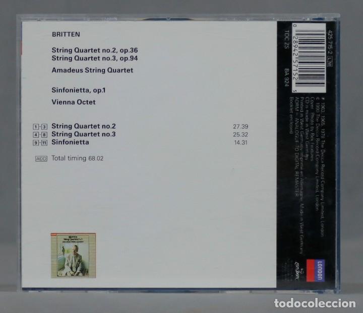 CDs de m&uacute;sica: CD. Britten ● Amadeus Quartet &ndash; String Quartets 2 & 3, Sinfonietta - Foto 2