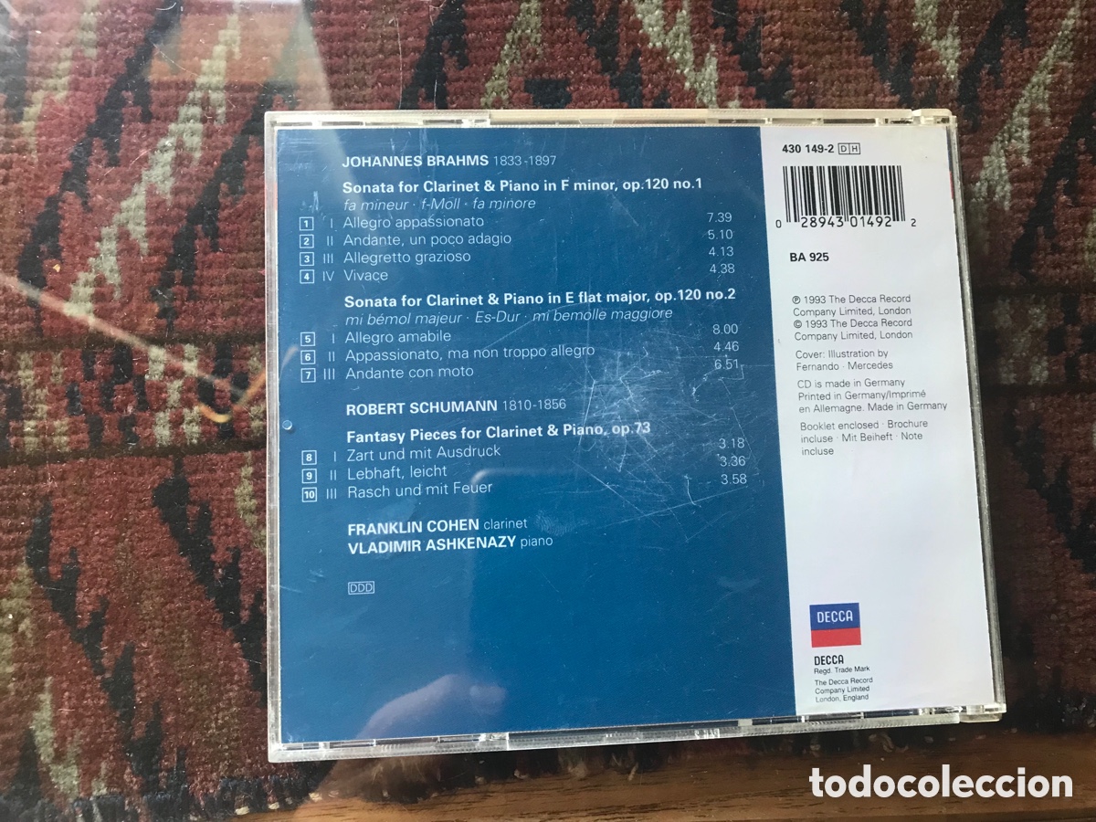 CDs de m&uacute;sica: Brahms. Clarinet sonatas 1 & 2. Decca. - Foto 2