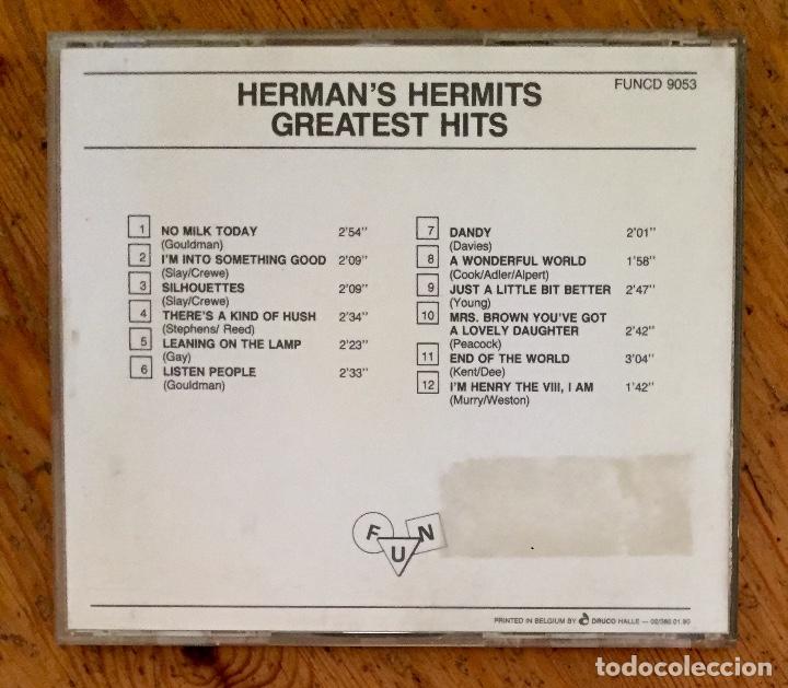 CDs de m&uacute;sica: HERMANS HERMITS : GREATEST HITS [FUN - BEL 1990] CD/COMP - Foto 2