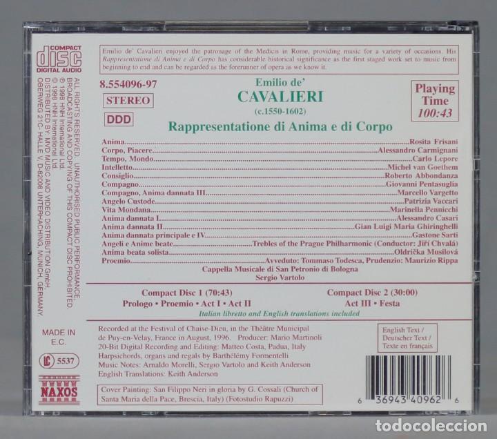 CDs de m&uacute;sica: 2 CD. Emilio de Cavalieri &ndash; Rappresentatione Di Anima E Di Corpo - Foto 2