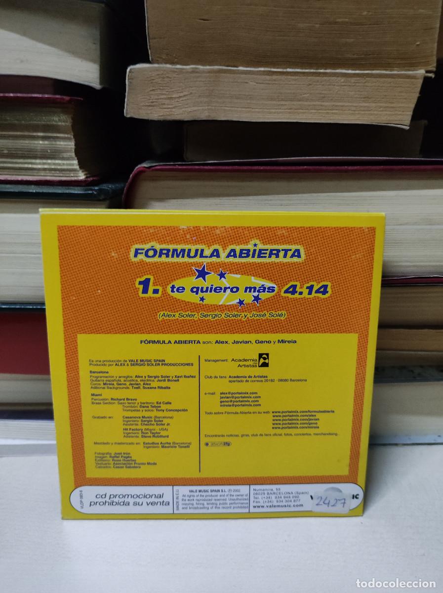 CDs de m&uacute;sica: F&oacute;rmula Abierta &ndash; Te Quiero M&aacute;s - Foto 2