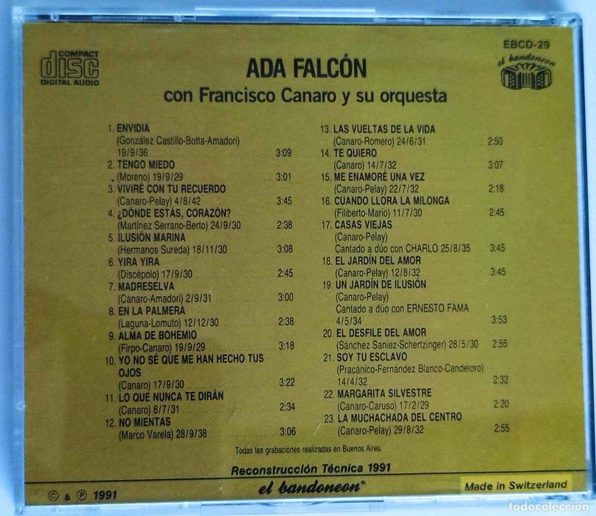 CDs de m&uacute;sica: ADA FALCON, CON FRANCISCO CANARO Y SU ORQUESTA - Foto 2