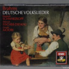 CDs de Música: 2 CD. BRAHMS - ELISABETH SCHWARZKOPF, DIETRICH FISCHER-DIESKAU, GERALD MOORE – DEUTSCHE VOLKSLIEDER. Lote 365907806