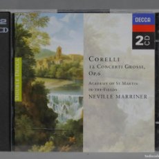 CDs de Música: 2 CD. CORELLI - ACADEMY OF ST. MARTIN-IN-THE-FIELDS, NEVILLE MARRINER – 12 CONCERTI GROSSI, OP. 6. Lote 365909831