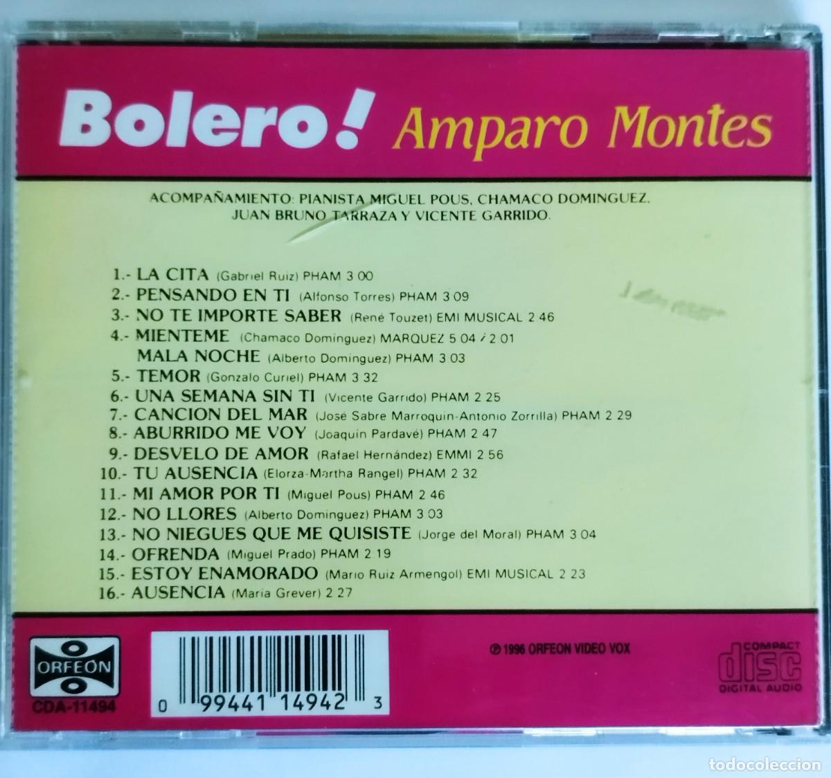 CDs de m&uacute;sica: AMPARO MONTES - BOLERO! - Foto 2
