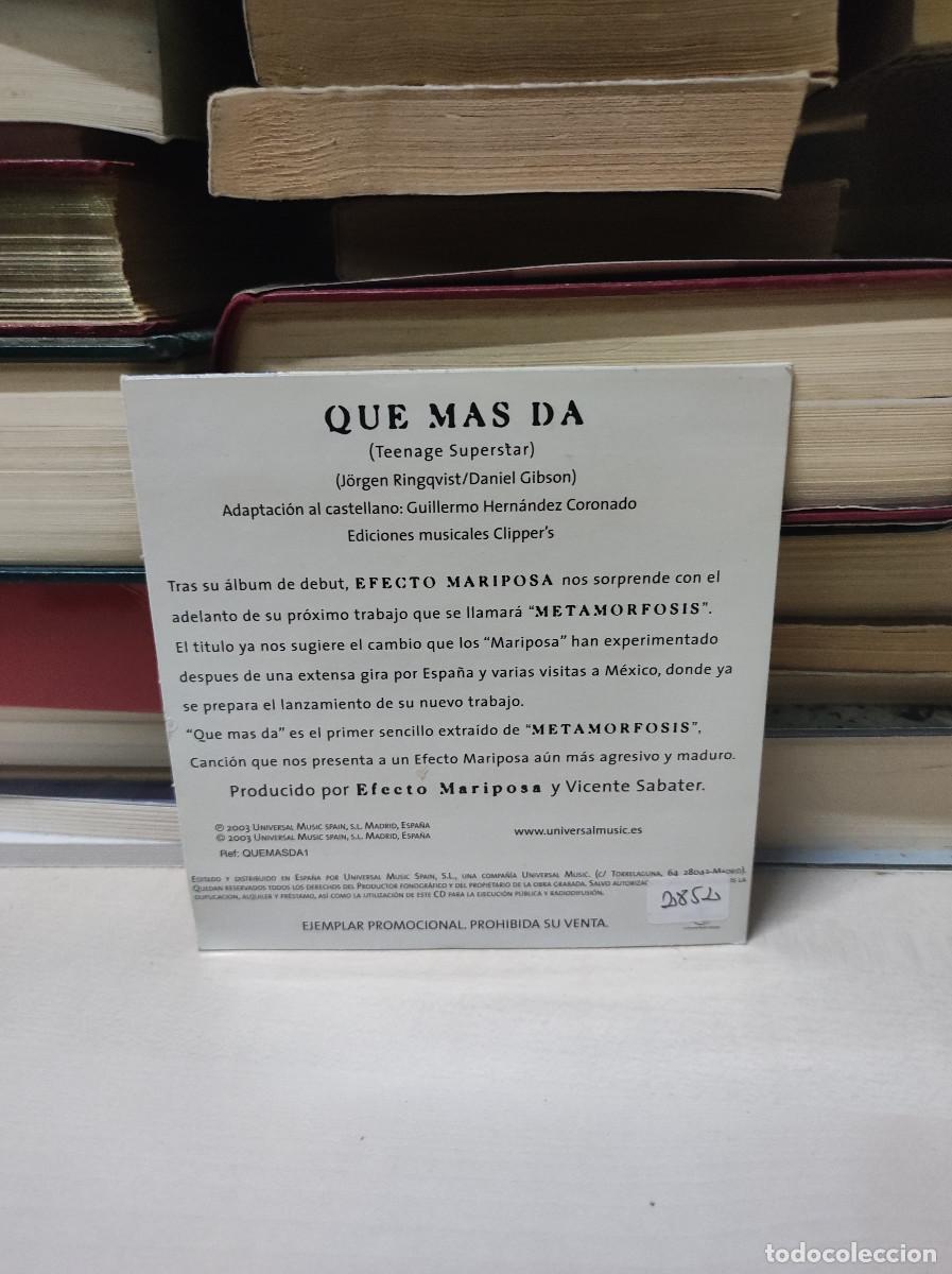 CDs de m&uacute;sica: Efecto Mariposa &ndash; Que Mas Da - Foto 2