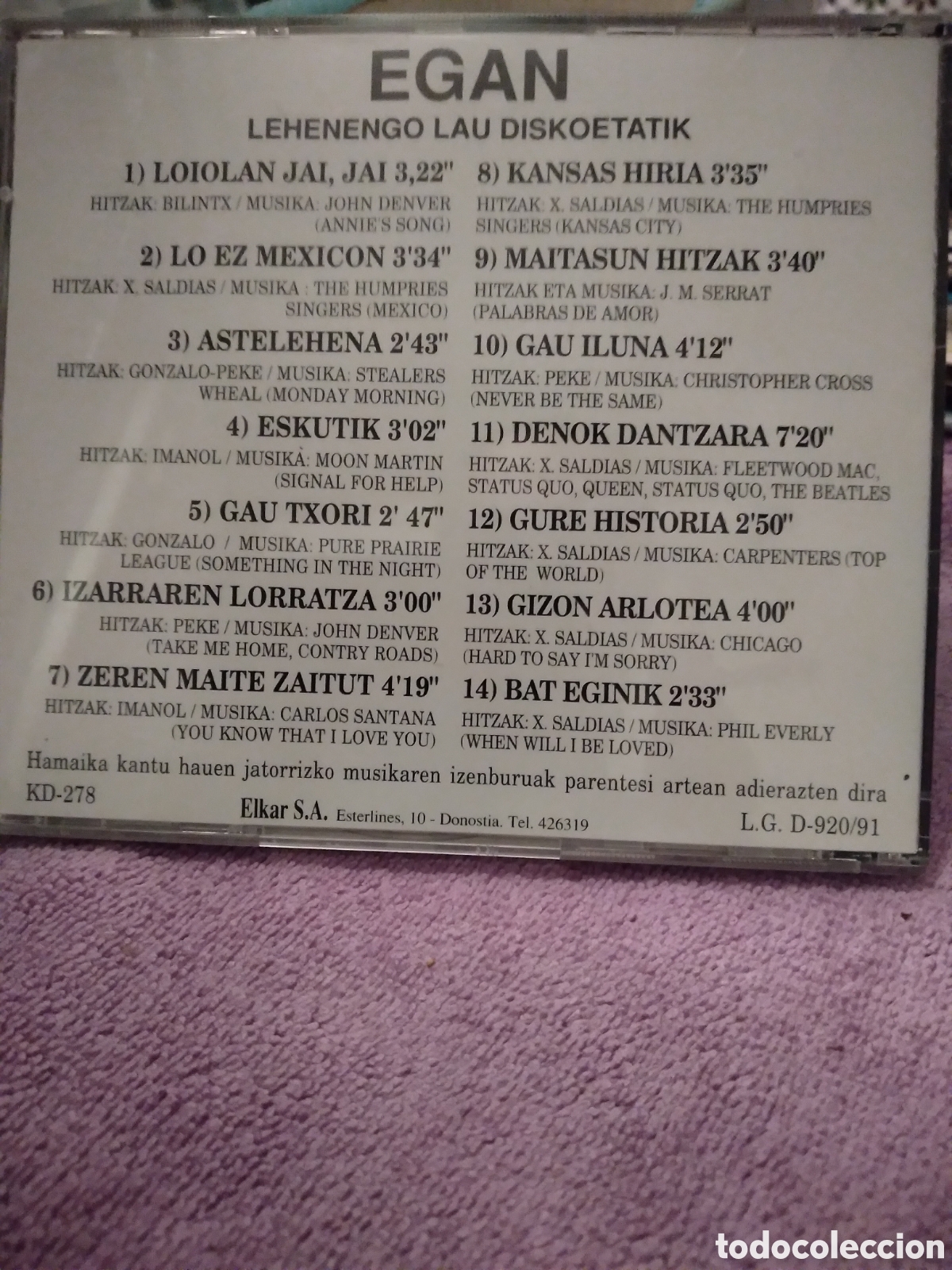 CDs de m&uacute;sica: EGAN-LEHENENGO LAU DISKOETATIK-CD- - Foto 2