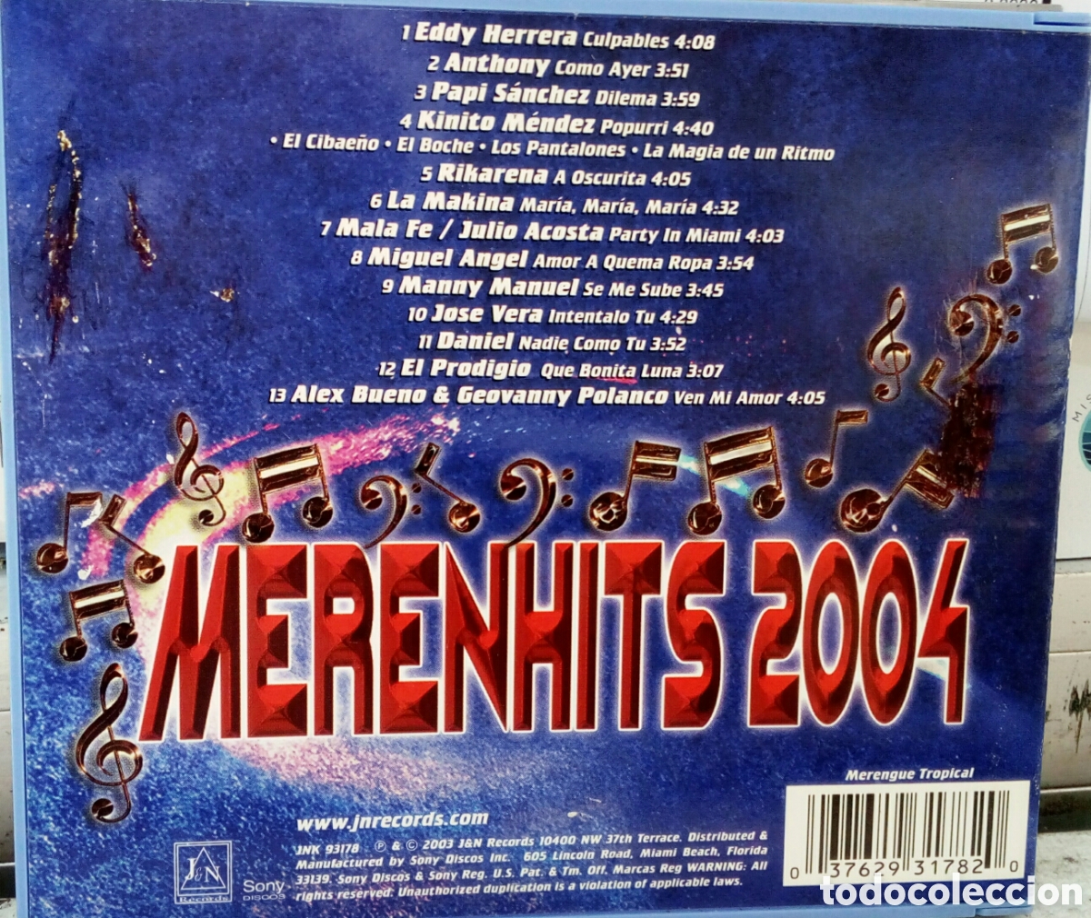 CDs de m&uacute;sica: MERENHITS 2004. CD LATINO. SONY 2003 - Foto 2