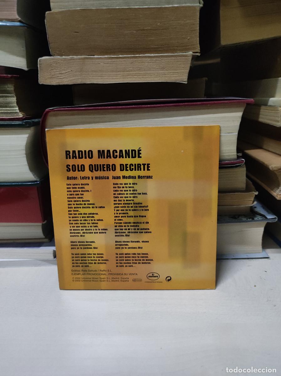 CDs de m&uacute;sica: Radio Macande &ndash; Solo Quiero Decirte - Foto 2