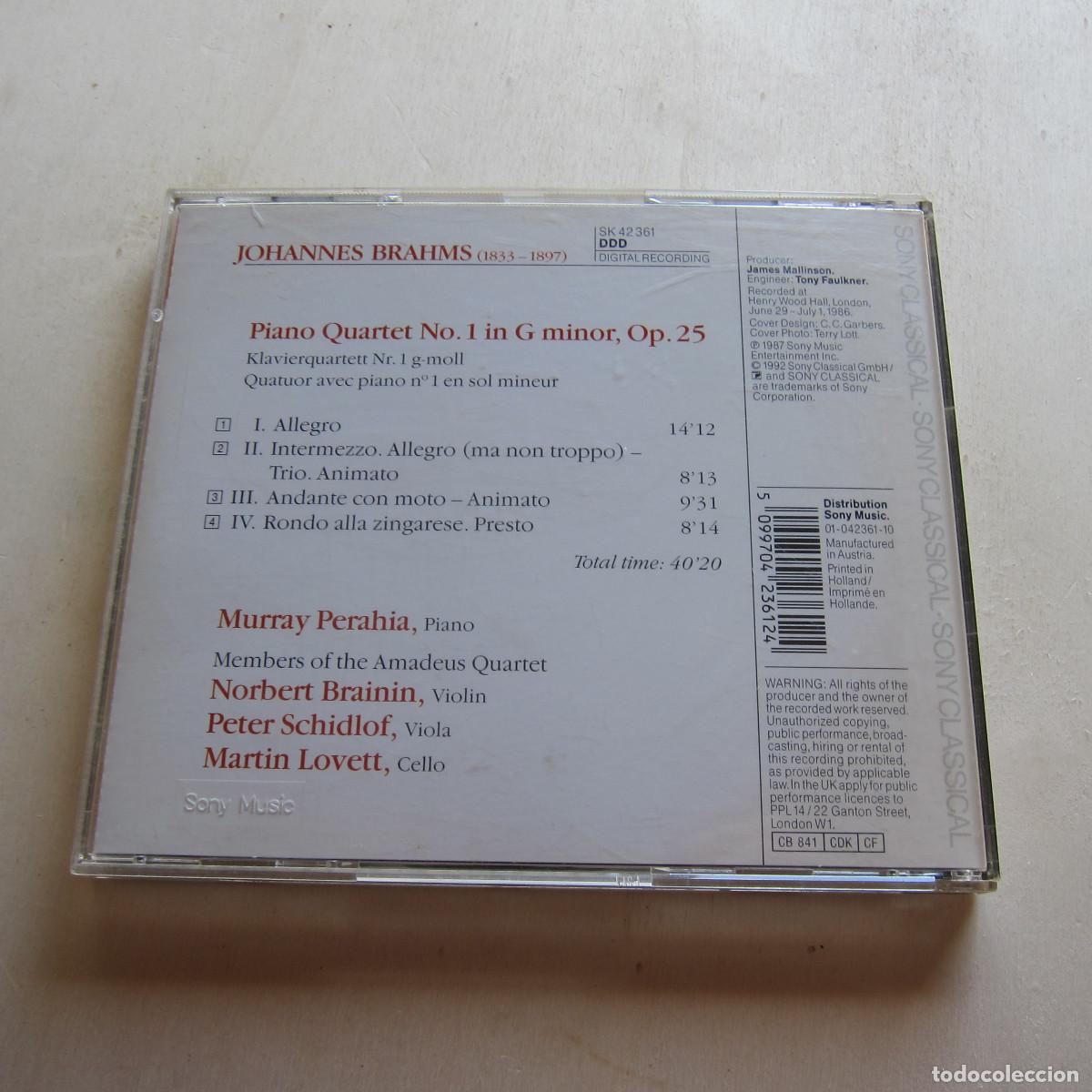 CDs de m&uacute;sica: BRAHMS - AMADEUS QUARTET. MURRAY PERAHIA (SONY) CD - Foto 2