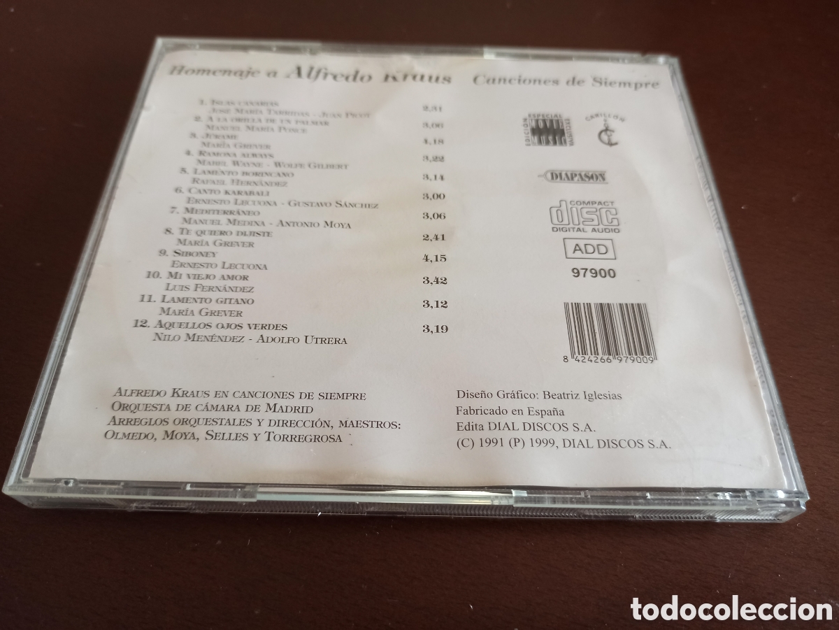 CDs de m&uacute;sica: Homenaje a Alfredo Kraus - Canciones de Siempre - Foto 2