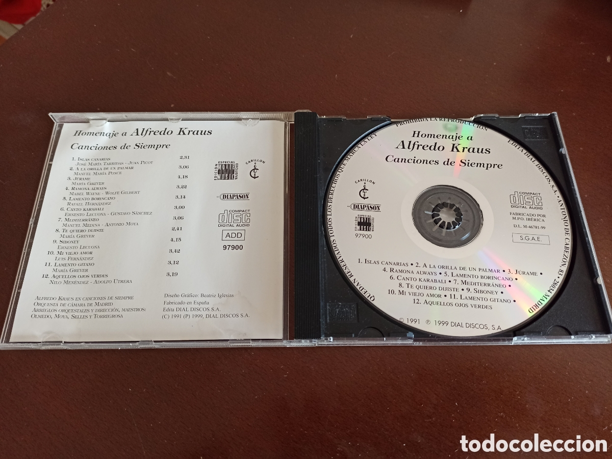 CDs de m&uacute;sica: Homenaje a Alfredo Kraus - Canciones de Siempre - Foto 3