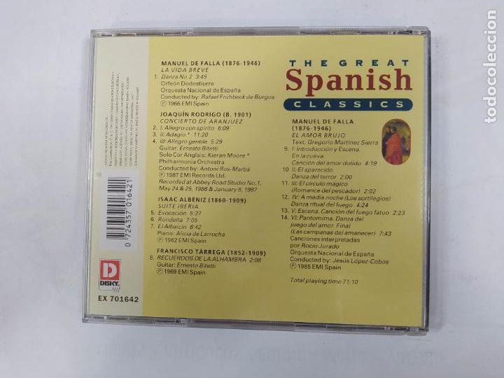 CDs de m&uacute;sica: THE GREAT SPANISH CLASSICS. CD. TDKCD209 - Foto 2