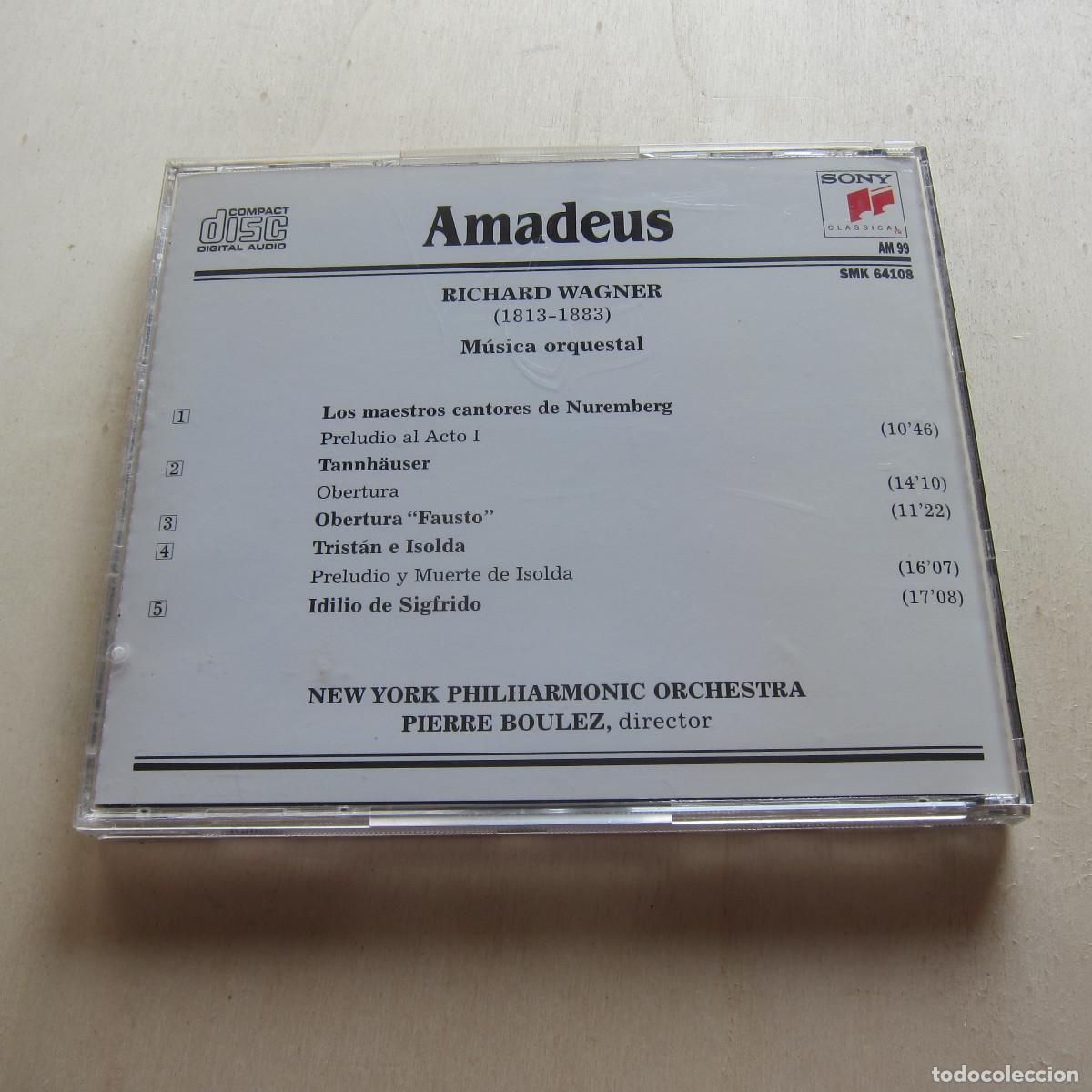 CDs de m&uacute;sica: AMADEUS - WAGNER. PIERRE BOULEZ (SONY) CD - Foto 2