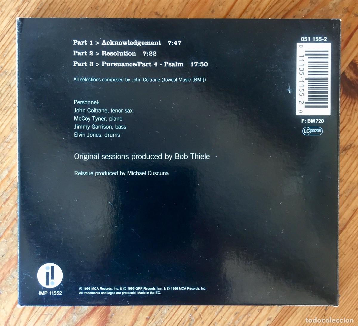 CDs de m&uacute;sica: JOHN COLTRANE : A LOVE SUPREME [IMPULSE! - EEC 1995] CD - Foto 2