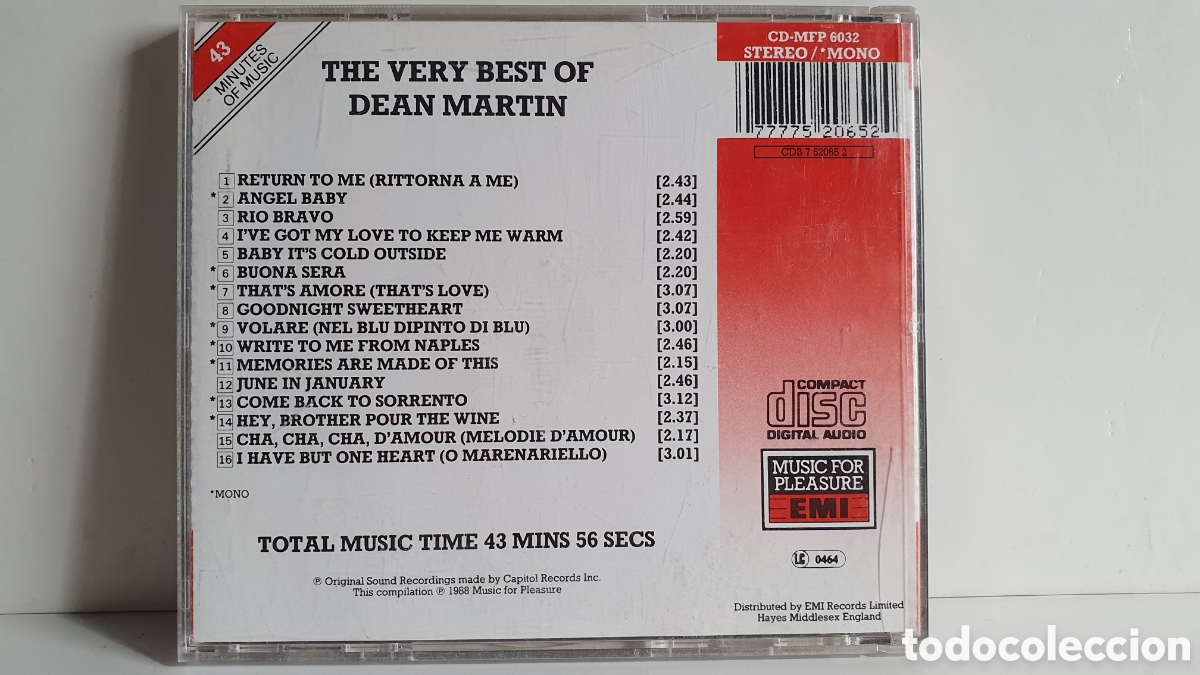 CDs de m&uacute;sica: DEAN MARTIN - The very best (CD) - Foto 2