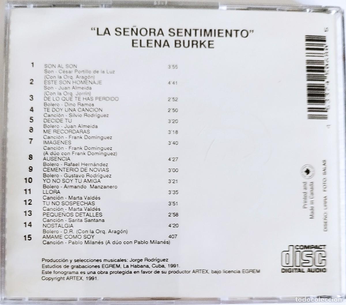 CDs de m&uacute;sica:  ELENA BURKE, LA SE&Ntilde;ORA SENTIMIENTO - Foto 2