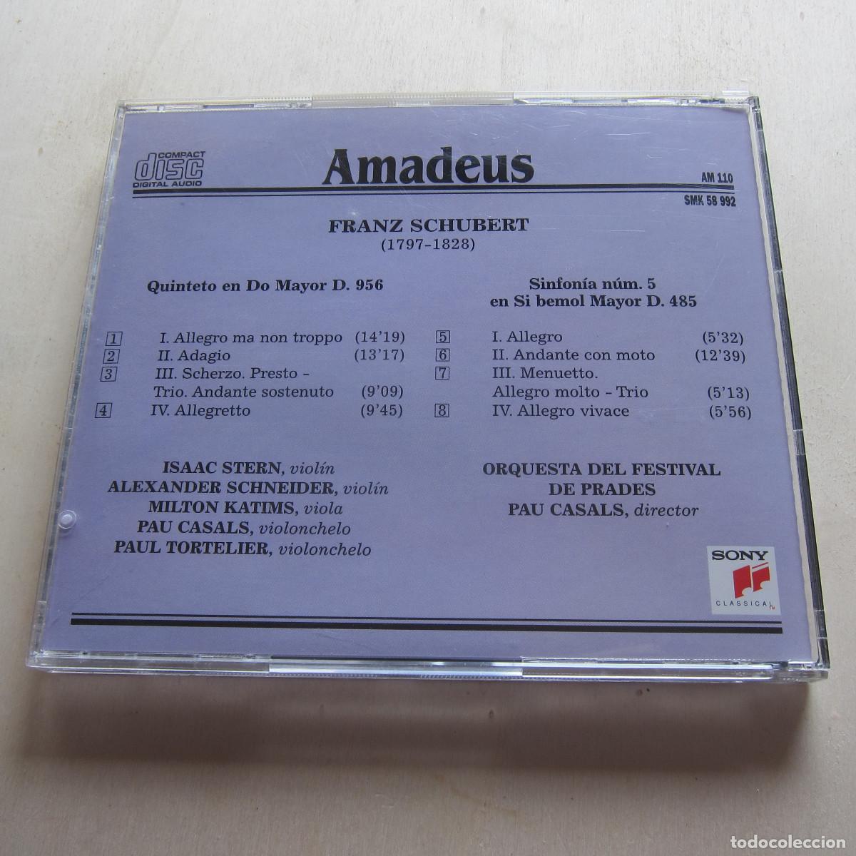 CDs de m&uacute;sica: AMADEUS - SCHUBERT - PAU CASALS (SONY) CD - Foto 2