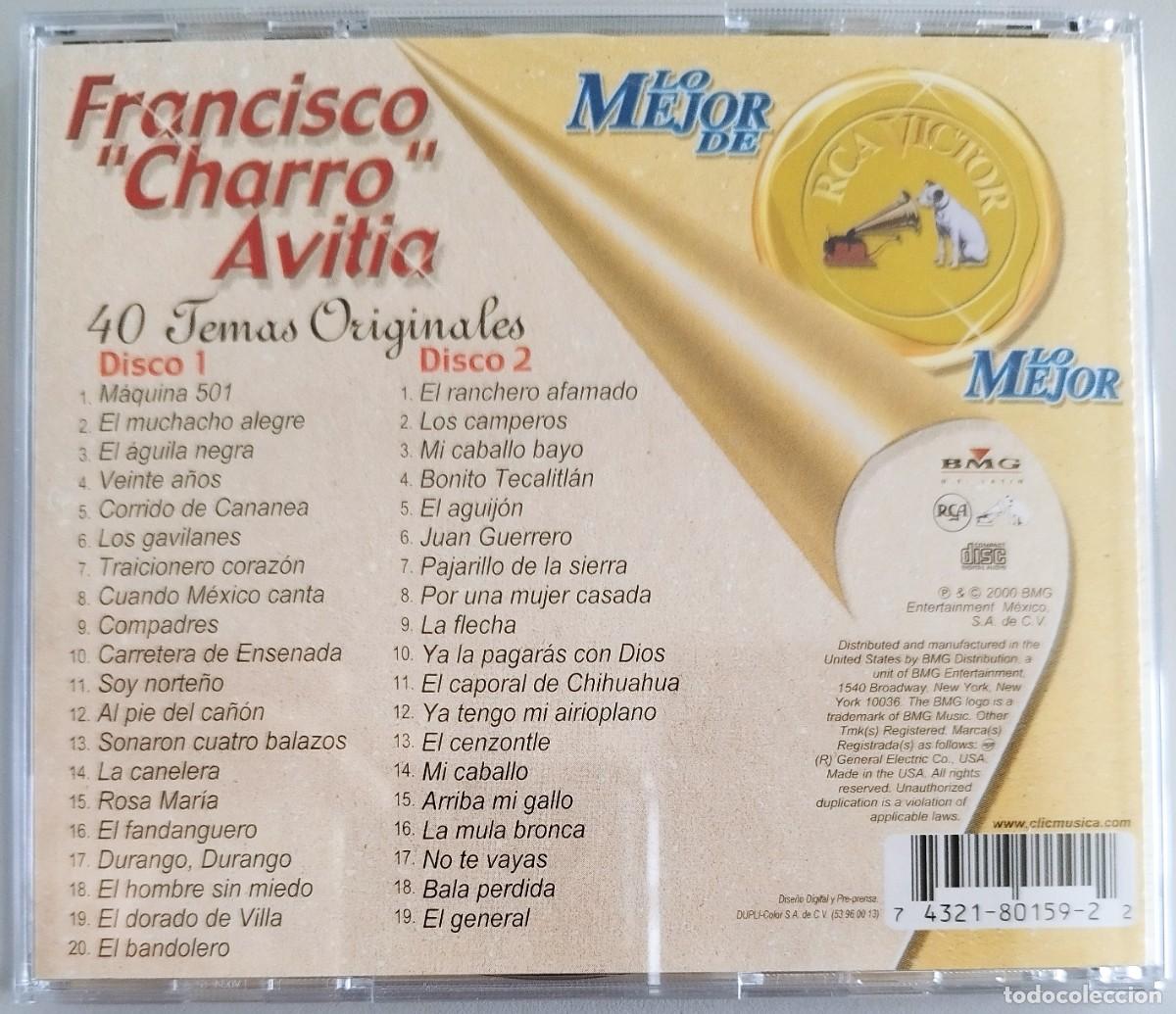 CDs de m&uacute;sica: FRANCISCO "CHARRO" AVITIA - 40 TEMAS ORIGINALES - Foto 2