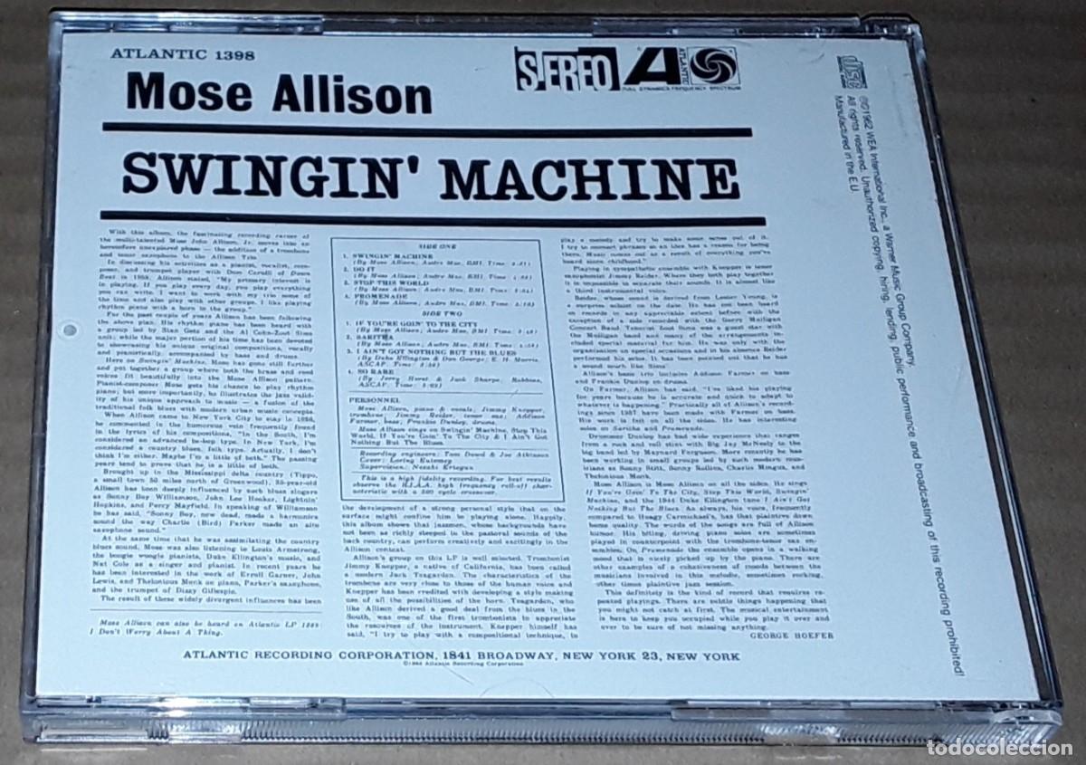 CDs de m&uacute;sica: CD - MOSE ALLISON - SWINGN MACHINE - Foto 2