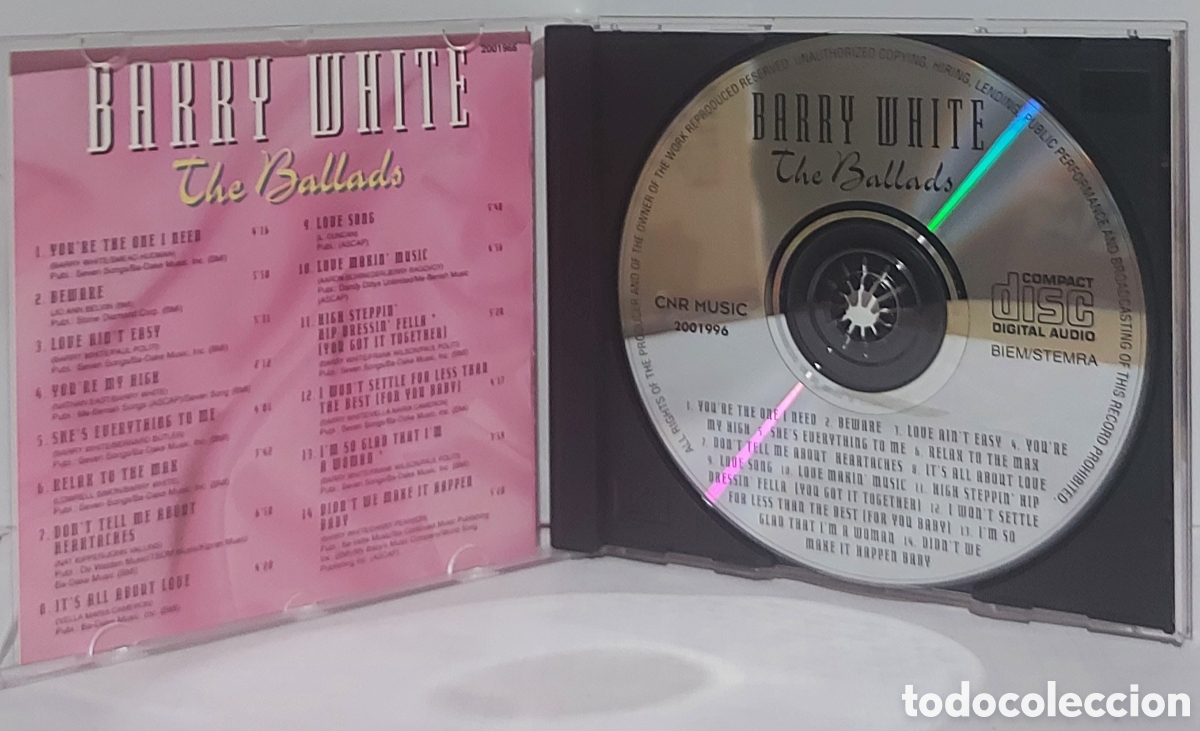 CDs de m&uacute;sica: Barry White - The ballads - Foto 3