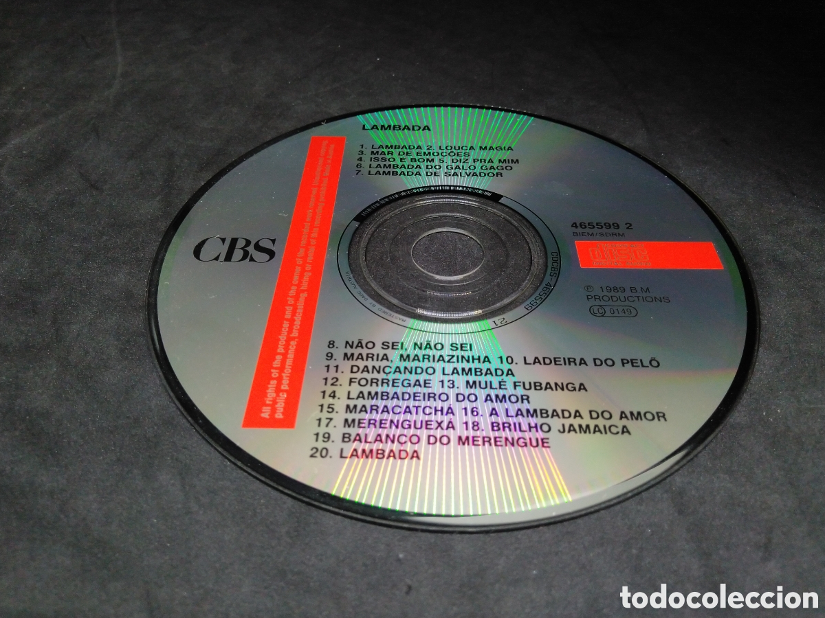 CDs de m&uacute;sica: LAMBADA - VARIOS - 1989 - CD - DISCO VERIFICADO - Foto 8