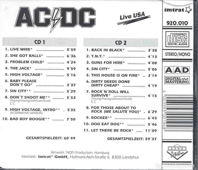 CDs de m&uacute;sica: 2 CDs - AC/DC - Live USA - Foto 2