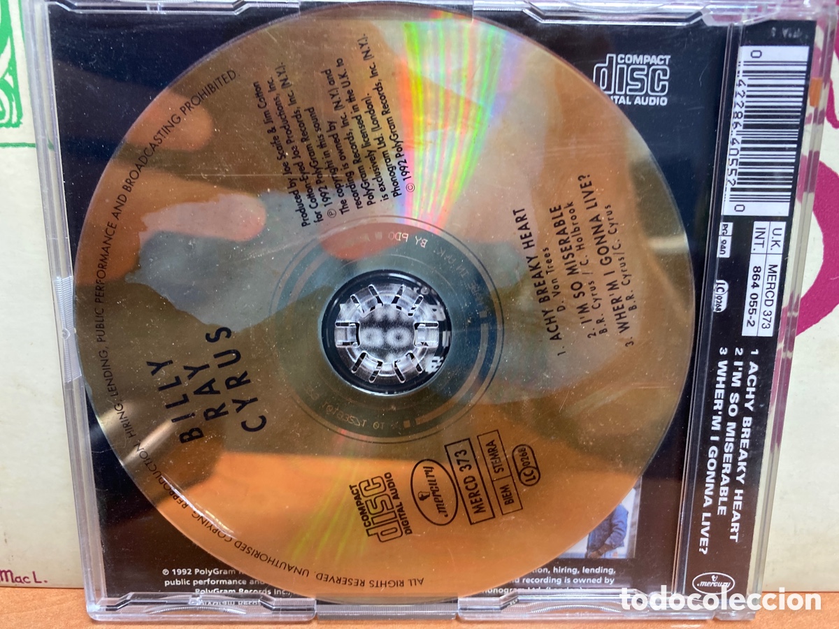 CDs de m&uacute;sica: Billy Ray Cyrus - Achy Breaky Heart (CD, Single) - Foto 2