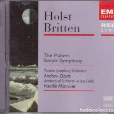 CDs de Música: HOLST - LOS PLANETAS -/ BRITTEN - SINFONIA SIMPLE - ANDREW DAVIS / NEVILLE MARRINER - CD EMI. Lote 371646071