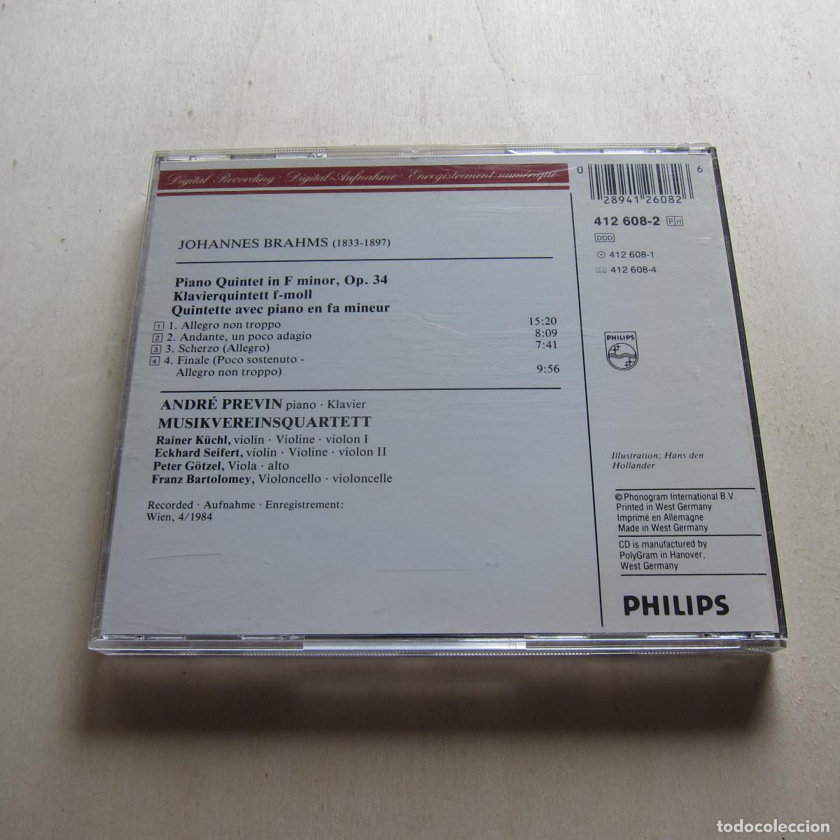 CDs de m&uacute;sica: BRAHMS. PIANO QUINTET - ANDRE PREVIN (PHILIPS) CD - Foto 2