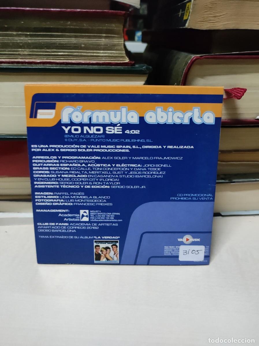 CDs de m&uacute;sica: F&oacute;rmula Abierta &ndash; Yo No S&eacute; - Foto 2