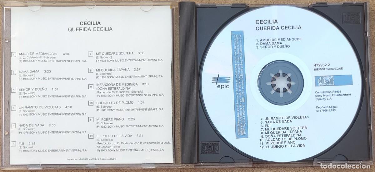 CDs de m&uacute;sica: CECILIA - QUERIDA CECILIA (CD) 1992 - 12 TEMAS - SIN CODIGO DE BARRAS - Foto 2