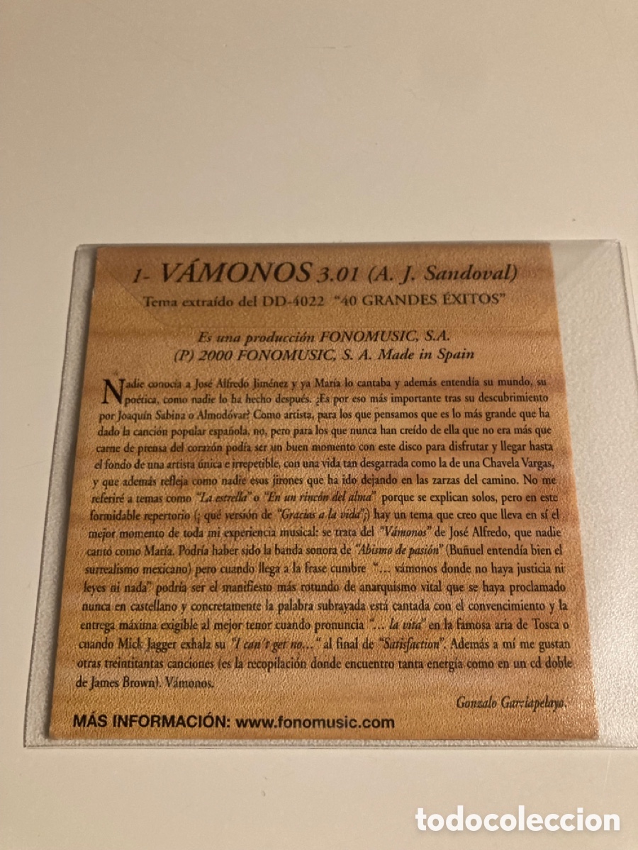 CDs de m&uacute;sica: Mar&iacute;a Jim&eacute;nez V&aacute;monos Cd single - Foto 2
