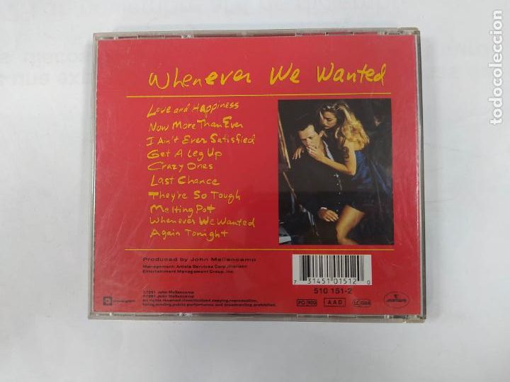 CDs de m&uacute;sica: John Mellencamp. Whenever We Wanted. TDKCD216 - Foto 2
