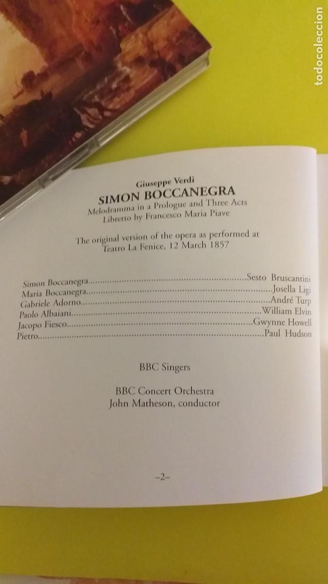 CDs de m&uacute;sica: GIUSEPPE VERDI-SIMON BOCCANEGRA (versi&oacute;n original de 1857) 2 cd - Foto 9