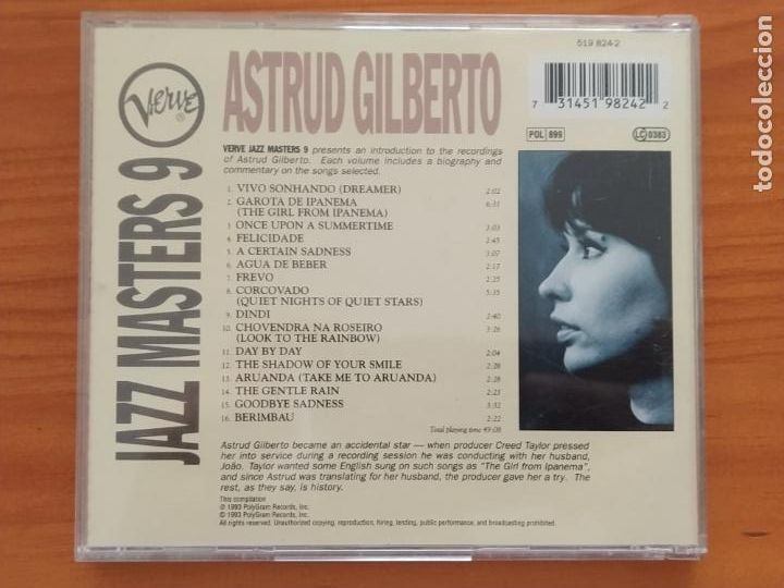CDs de m&uacute;sica: CD JAZZ MASTERS 9 - ASTRUD GILBERTO (J3) - Foto 2