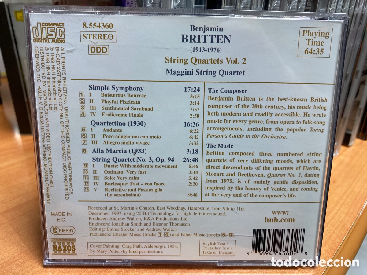 CDs de m&uacute;sica: Britten - Maggini String Quartet - String Quartets Vol. 2 (CD, Album) - Foto 2