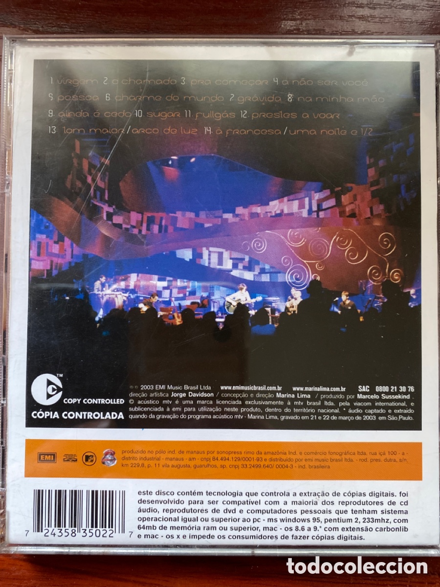 CDs de m&uacute;sica: MARINA LIMA-ACUSTICO-BRASIL - Foto 2
