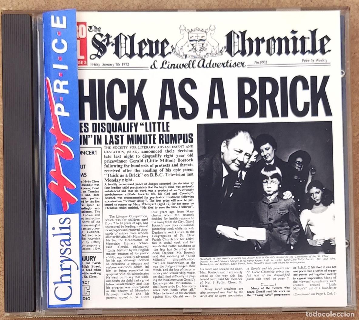 CDs de m&uacute;sica: JETHRO TULL - THICK AS A BRICK (CD) 2 TEMAS - Foto 1
