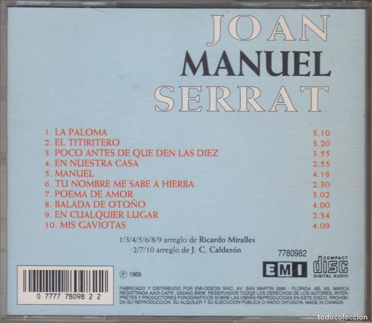 CDs de m&uacute;sica: Joan Manuel Serrat cd Made in Canada - Foto 2
