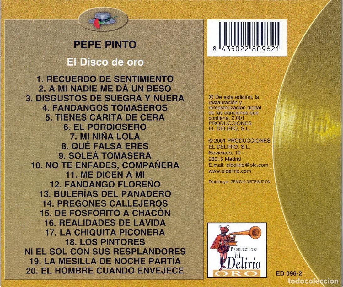 CDs de m&uacute;sica: PEPE PINTO. EL DISCO DE ORO (CD) - Foto 2