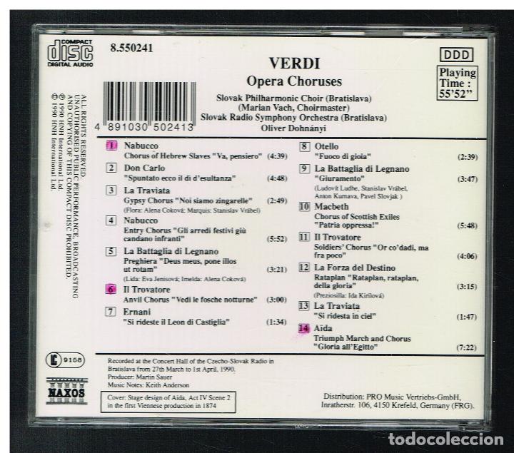 CDs de m&uacute;sica: VERDI - OPERA CHORUSES - CD 1990 - Foto 2
