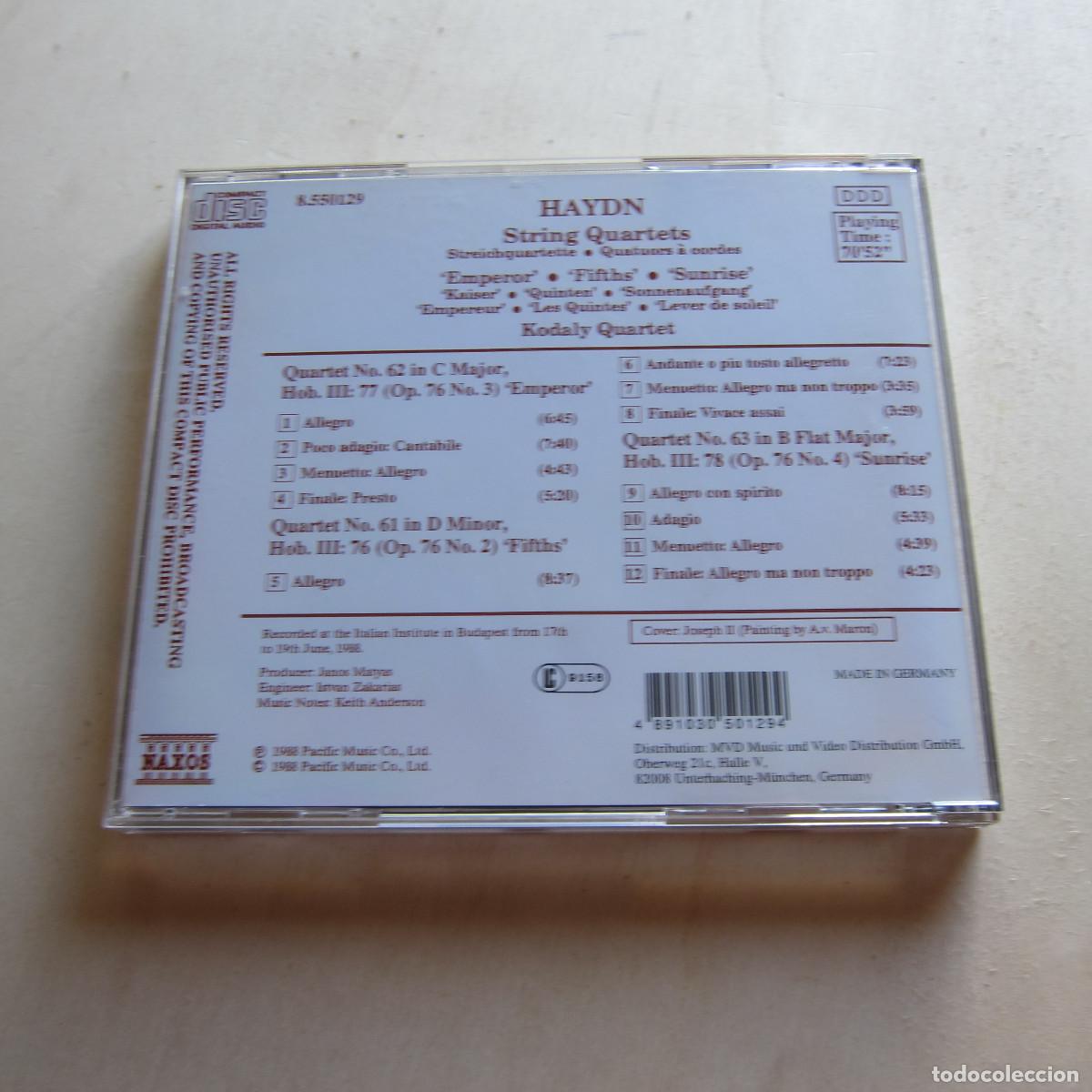 CDs de m&uacute;sica: HAYDN. STRING QUARTETS - KODALY QUARTET (NAXOS) CD - Foto 2