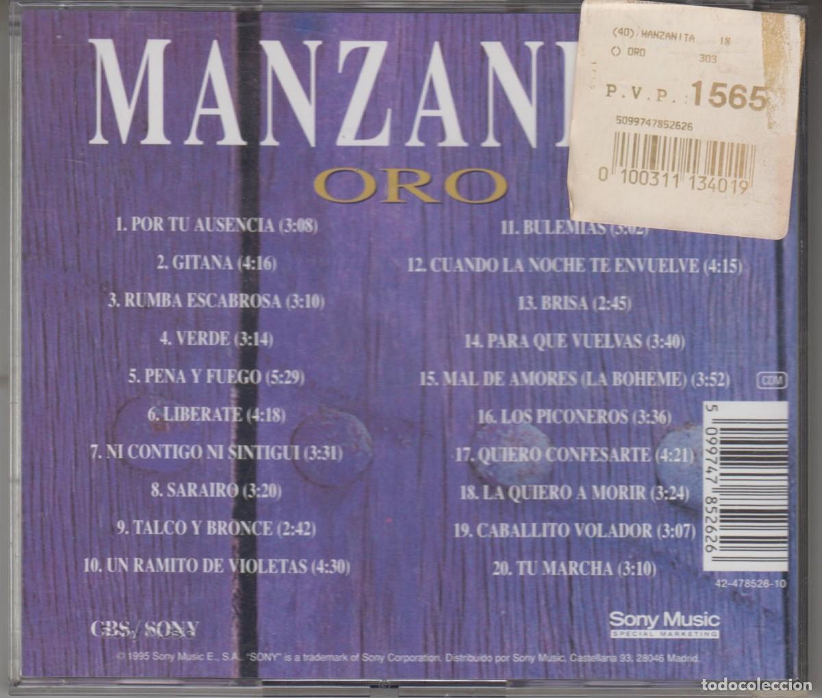 CDs de m&uacute;sica: Manzanita cd Oro 1995 - Foto 2