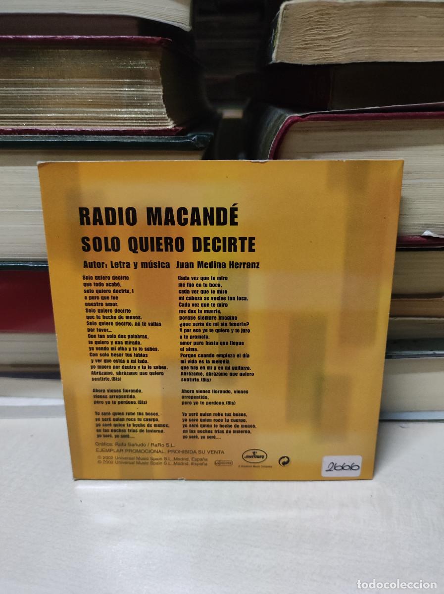 CDs de m&uacute;sica: Radio Macande &ndash; Solo Quiero Decirte - Foto 2